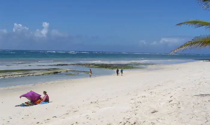 White sand and turquoise water on the Kenyan coast